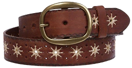 Brown Leather Star Studded Belt